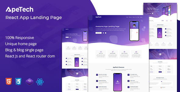 Apetech - React App Landing Page - Site Templates