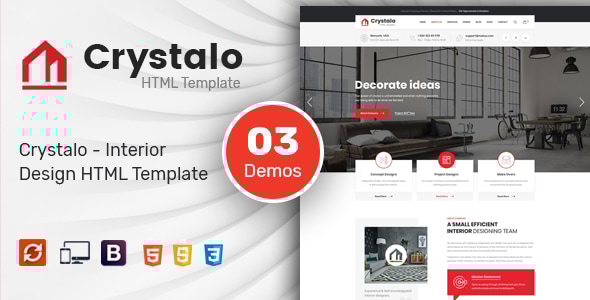 Crystalo - Interior Design HTML Template - Business Corporate