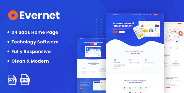 Evernet - HTML5 Template for Software, Startup & Agency - Software Technology