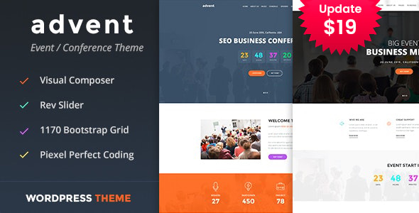 Advent - Conference & Event WordPress Theme - Events Entertainment