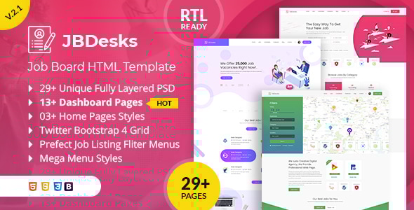 JBDesks - Job Board and Dashboard HTML5 Template - Business Corporate