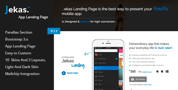 Jekas - Responsive Bootstrap 3 App Landing Page - Apps Technology
