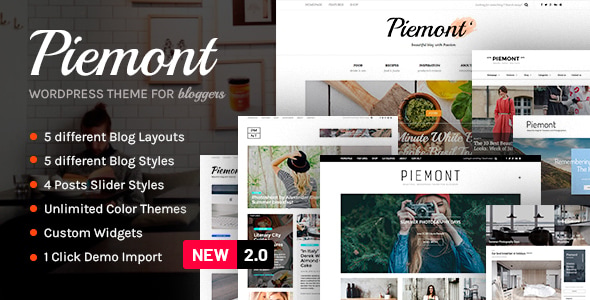 Piemont - Premium Seyahat ve Yaşam Tarzı Duyarlı WordPress Blog Teması - Kişisel Blog / Dergi
