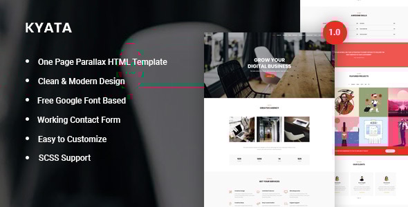 Kyata | One Page Parallax HTML5 Template - Creative Landing Pages