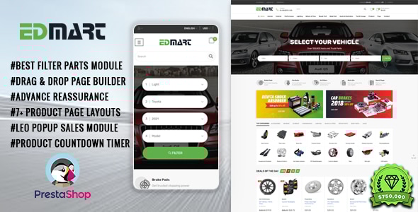 Edmart - Auto Parts & Cars Store Prestashop Theme for Supermarket - PrestaShop eCommerce