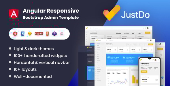 JustDo - Angular 10 Responsive Bootstrap Admin Template - Admin Templates Site Templates
