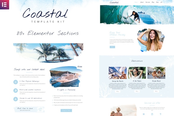 Coastal Travel and Surf Grunge Template Kit - Template Kits