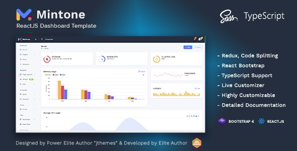 Mintone Reactjs Redux Hook Admin Template - Admin Templates Site Templates