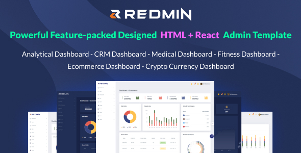 Redmin - React+HTML+Dark Version Admin Template - Admin Templates Site Templates