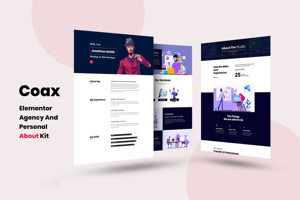Coax - Agency And Personal About Us Elementor Template Kit - Personal & CV Elementor