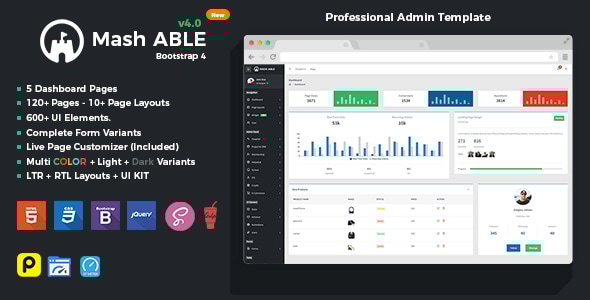 Mash Able Bootstrap 4 Admin Template & UI kit - Admin Templates Site Templates