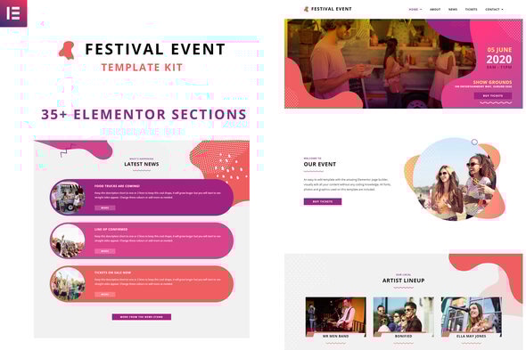Festival Events - Elementor Template Kit - Events & Entertainment Elementor