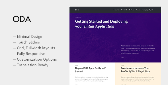 ODA — Really Minimal and Strong Wordpress Theme - Personal Blog / Magazine