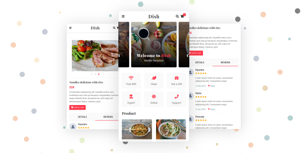 Dish - Cafe, Food and Restaurant Mobile Template - Mobile Site Templates