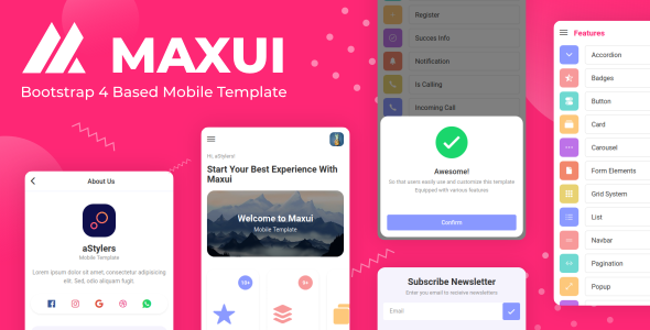 Maxui - Bootstrap Based Mobile Template - Mobile Site Templates