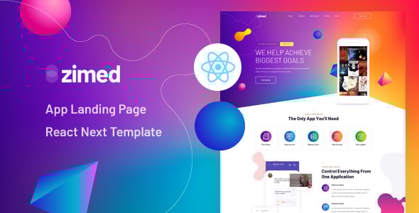 Zimed - React Next App Landing Page Template - Technology Site Templates