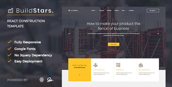 BuildStars - React Construction Template - Corporate Site Templates