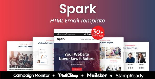 Spark - Multipurpose Responsive Email Template 30+ Modules Mailchimp - Newsletters Email Templates