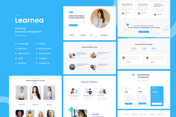 Learnera | e-Learning, School & University Elementor Template Kit - Education Elementor