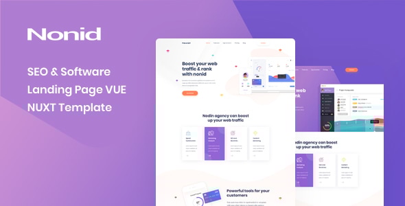 Nonid - Vue Nuxt SEO and Software Landing Page Template - Technology Site Templates