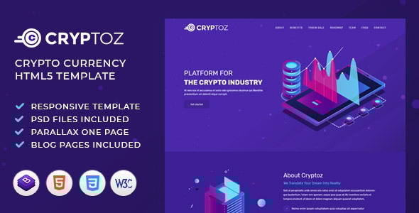 Cryptoz | ICO, Bitcoin And Crypto Currency HTML Template - Marketing Corporate
