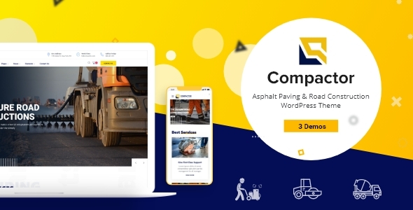 Compactor - Road Construction WordPress Theme - Business Corporate