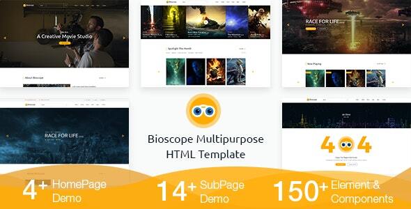 Bioscope - A Complete Video and Film Agency HTML Template - Film & TV Entertainment