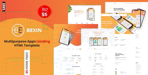 Bexin - Sass App Landing HTML5 Template - Technology Site Templates