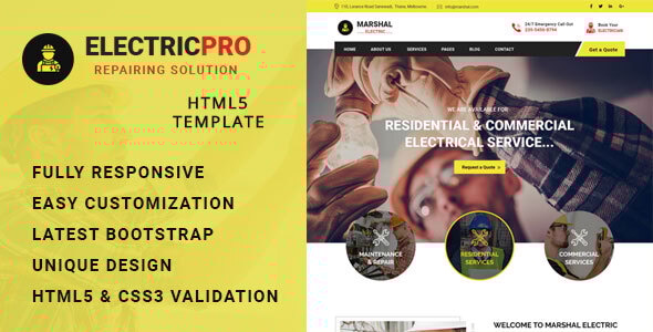 Electricpro - Electrician & Repairing Html5 Template - Business Corporate