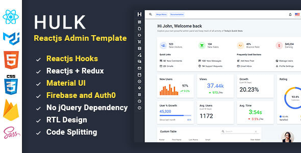 Hulk - Reactjs Redux Material UI Admin Template - Admin Templates Site Templates