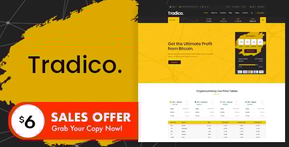 Tradico - Bitcoin Crypto Currency HTML Template - Business Corporate
