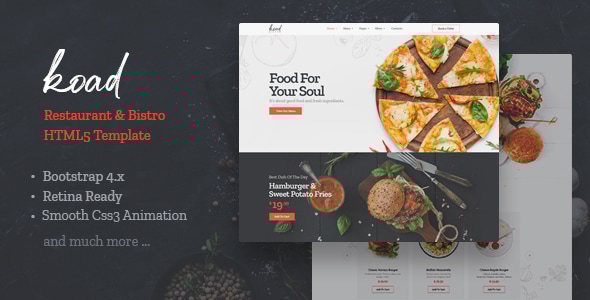 Koad - Restaurant & Bistro HTML Template - Food Retail