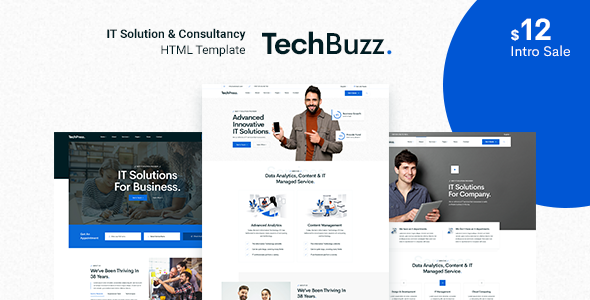 TechBuzz - Technology IT Solutions & Services HTML5 Template - Business Corporate