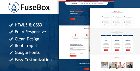 Fusebox Responsive HTML5 Electrical Template - Business Corporate
