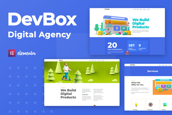 DevBox — Creative Digital Agency Elementor Template Kit - Creative & Design Elementor