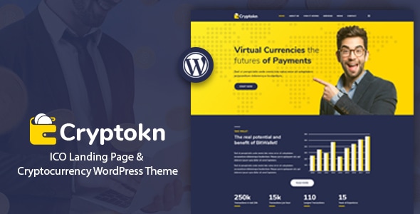 Cryptokn - ICO Landing Page & Cryptocurrency WordPress Theme - Technology WordPress