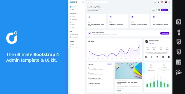 Octoink | Bootstrap 4 Admin Dashboard Template - Admin Templates Site Templates