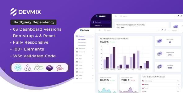 Devmix - React Admin & Dashboard Template - Admin Templates Site Templates
