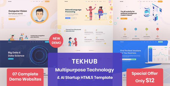 Tekhub - Multipurpose Technology, AI Startup & SAAS HTML5 Template - Technology Site Templates