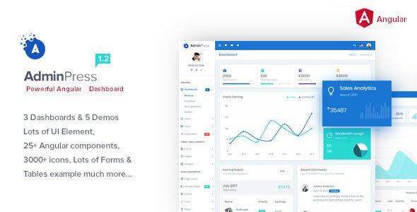 Admin Press Angular 10 Bootstrap Dashboard Template - Admin Templates Site Templates