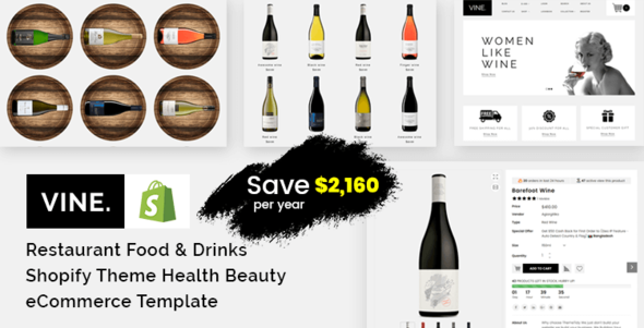 Vine - Restaurant Food & Drinks Shopify Theme Health Beauty eCommerce Template - Health & Beauty Shopify
