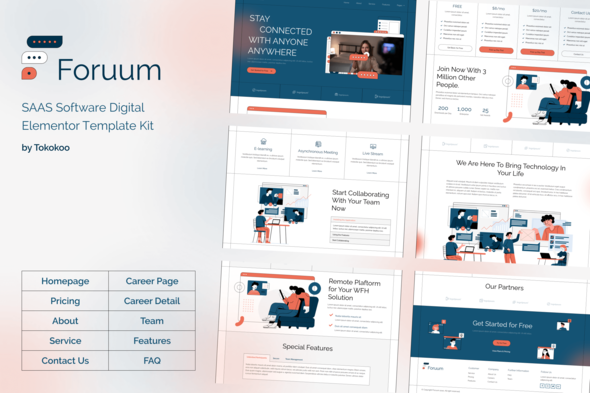 Foruum | SaaS & Software Startup Elementor Template Kit - Technology & Apps Elementor