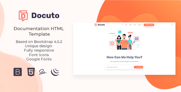 Docuto - Documentation HTML Template - Technology Site Templates