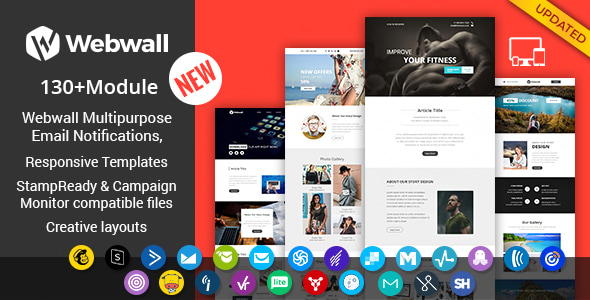 Webwall- 130+ Modules Newsletter Template + StampReady & CampaignMonitor compatible files - Newsletters Email Templates