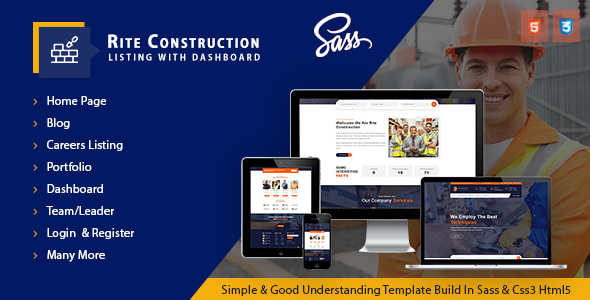 Rite Construction Listing Html5 Template - Corporate Site Templates