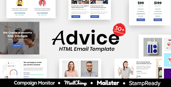 Advice - Multipurpose Responsive Email Template 30+ Modules Mailchimp - Newsletters Email Templates