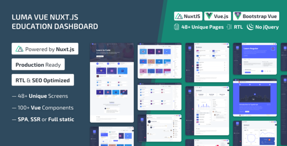 Luma Nuxt - NuxtJS Vue Learning Management System Admin Template - Admin Templates Site Templates