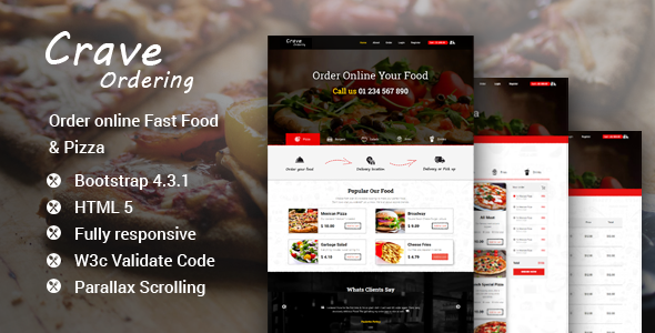 Crave Ordering – Order Online Fast Food & Pizza Template - Food Retail
