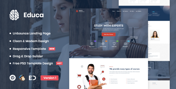 Educa - Distance Education & eLearning Unbounce Landing Page Template ...