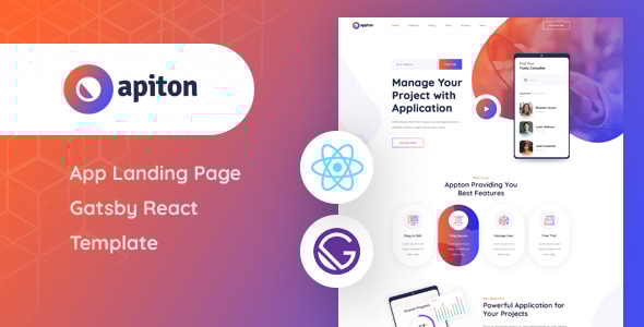 Apiton - Gatsby React App Landing Page Template - Gatsby.js Jamstack